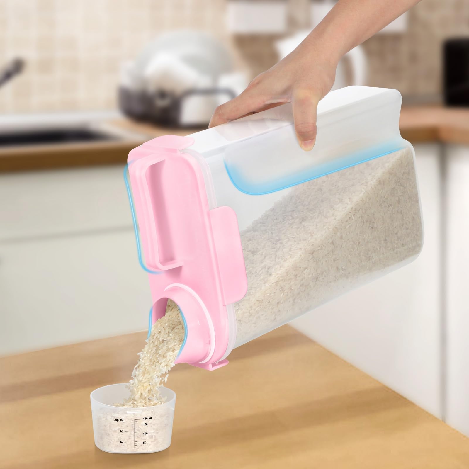 TBMAXS contenedor-arroz-10l boquilla ergonomica para verter con una mano