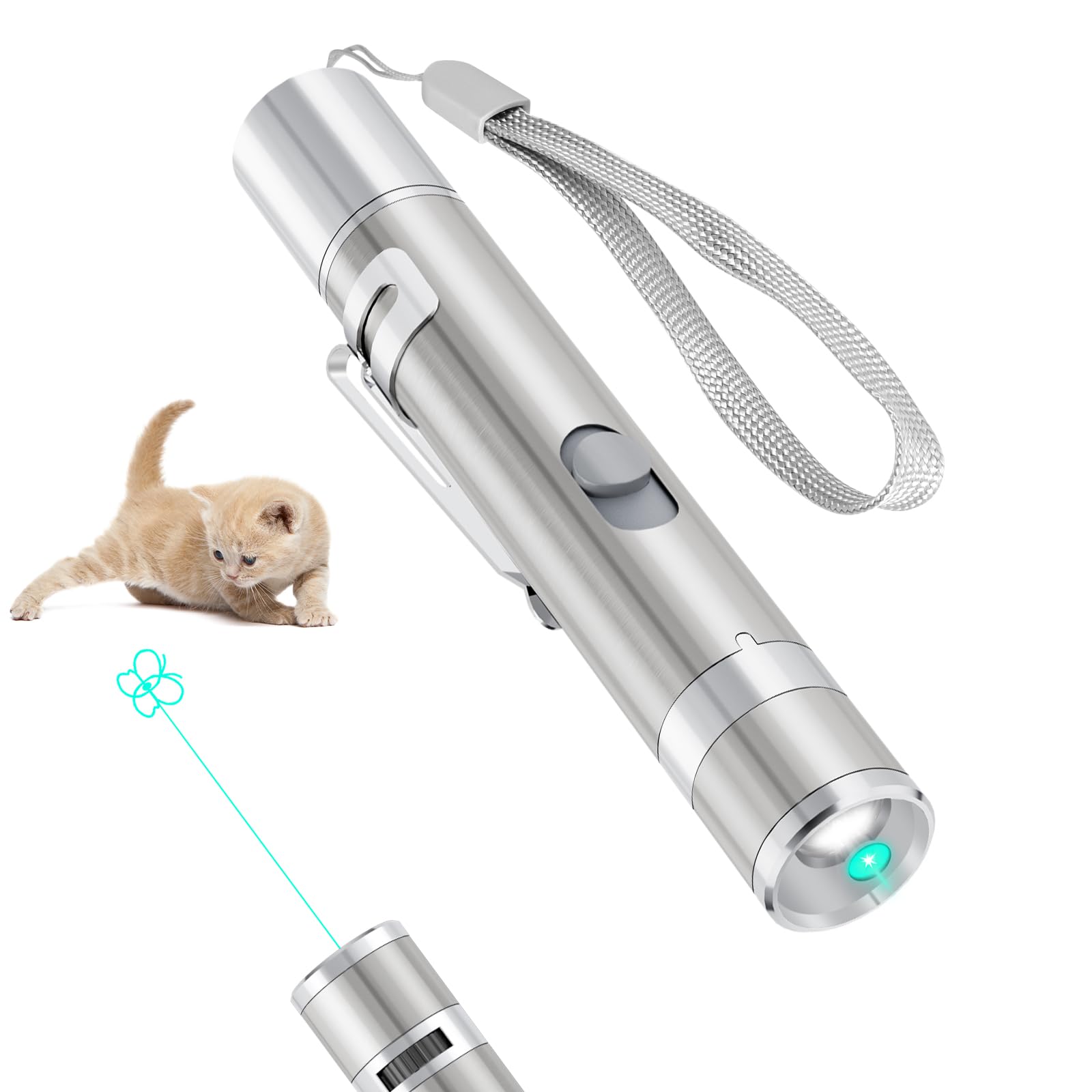 TBTeek Juguete para gatos con luz verde para estimular la curiosidad y el juego activo.