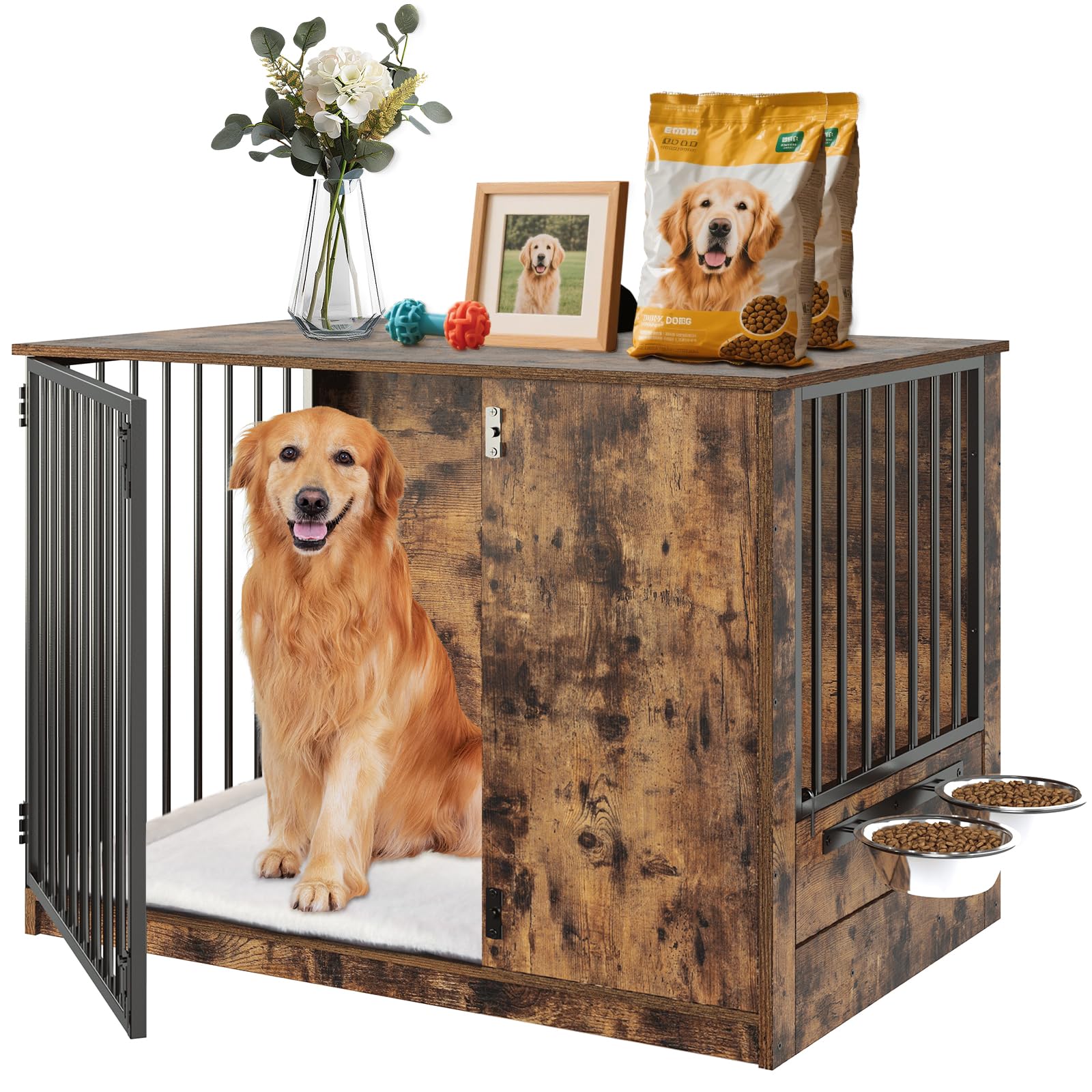 TBWIND caja-perros mueble 36 pulgadas con puerta 360°, entrada amplia