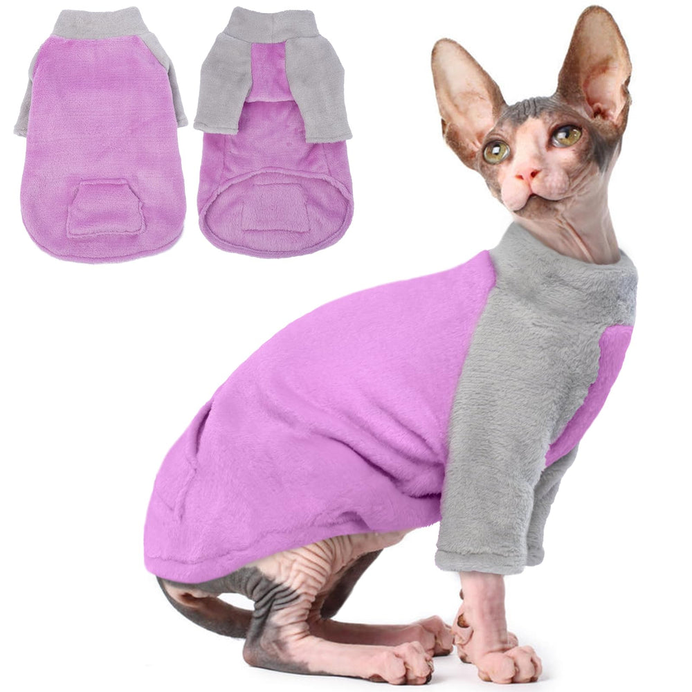 T'CHAQUE Sphynx con capucha: pijama cálido para gatos sin pelo.