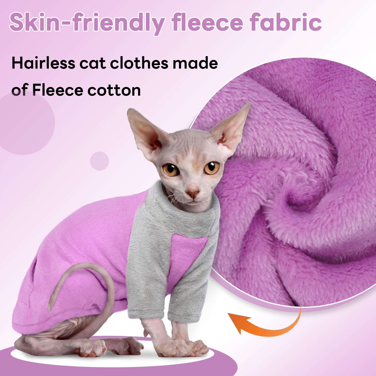 Ropa para piel sensible de T'CHAQUE Sphynx, diseño grueso y elástico.