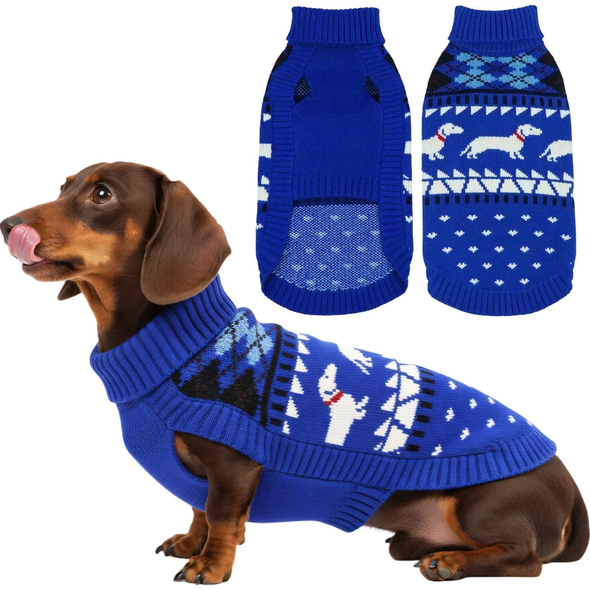 T'CHAQUE suéter dachshund cuello pullover: calor suave para paseos