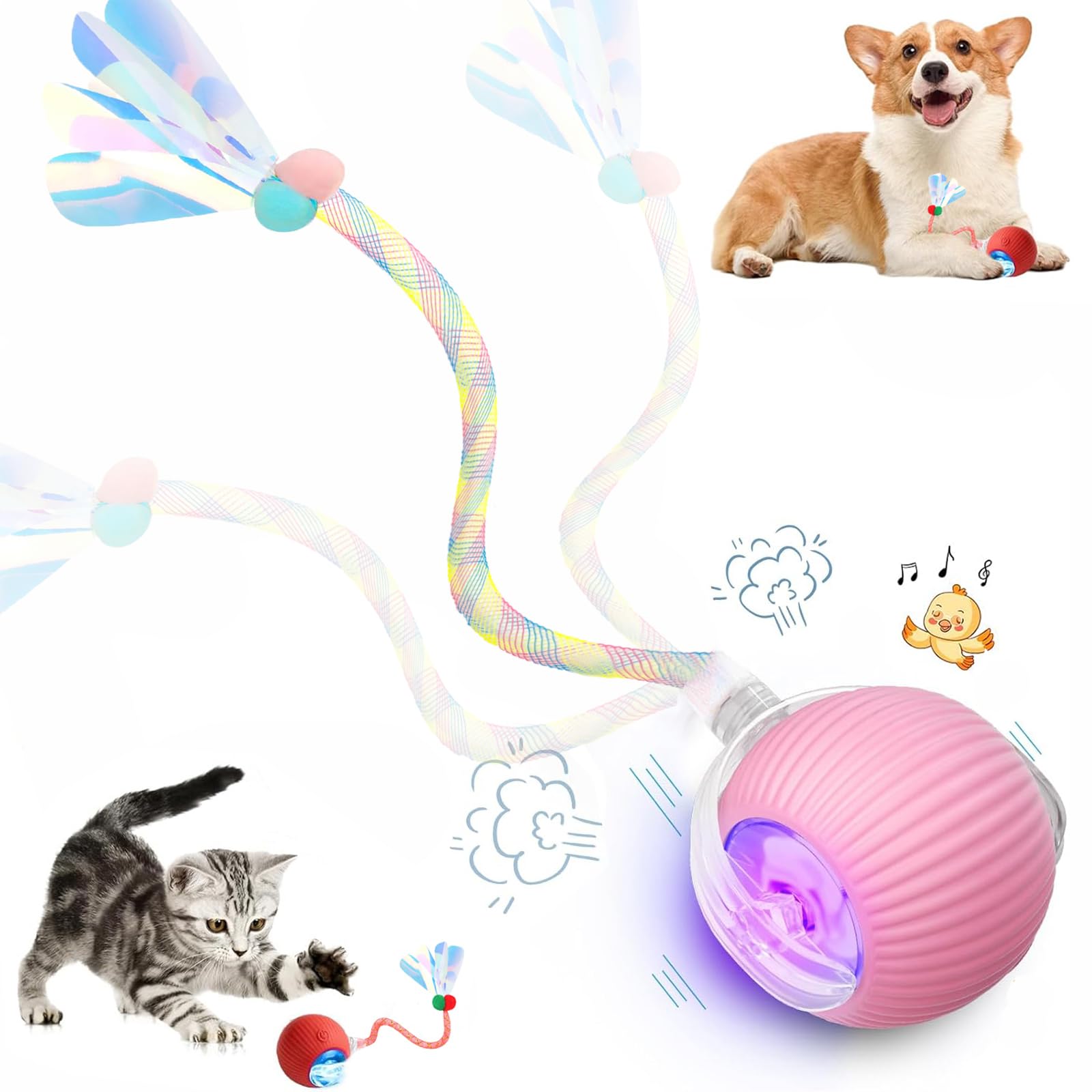 Juguete interactivo Tchernt Speed 2.0 para gatos con cola que estimula la caza.