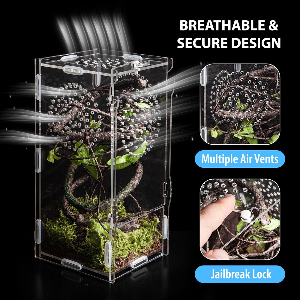 TCooSo caja acrílica para reptiles pequeños, instalación rápida