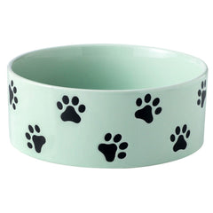 TEAKISS tazón cerámico para perro con huella; ideal para comer sin derrames.