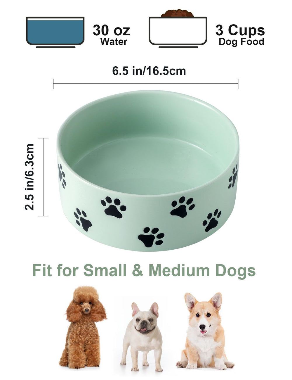 TEAKISS tazón para perro verde, vista lateral; añade estilo y estabilidad en la comida.