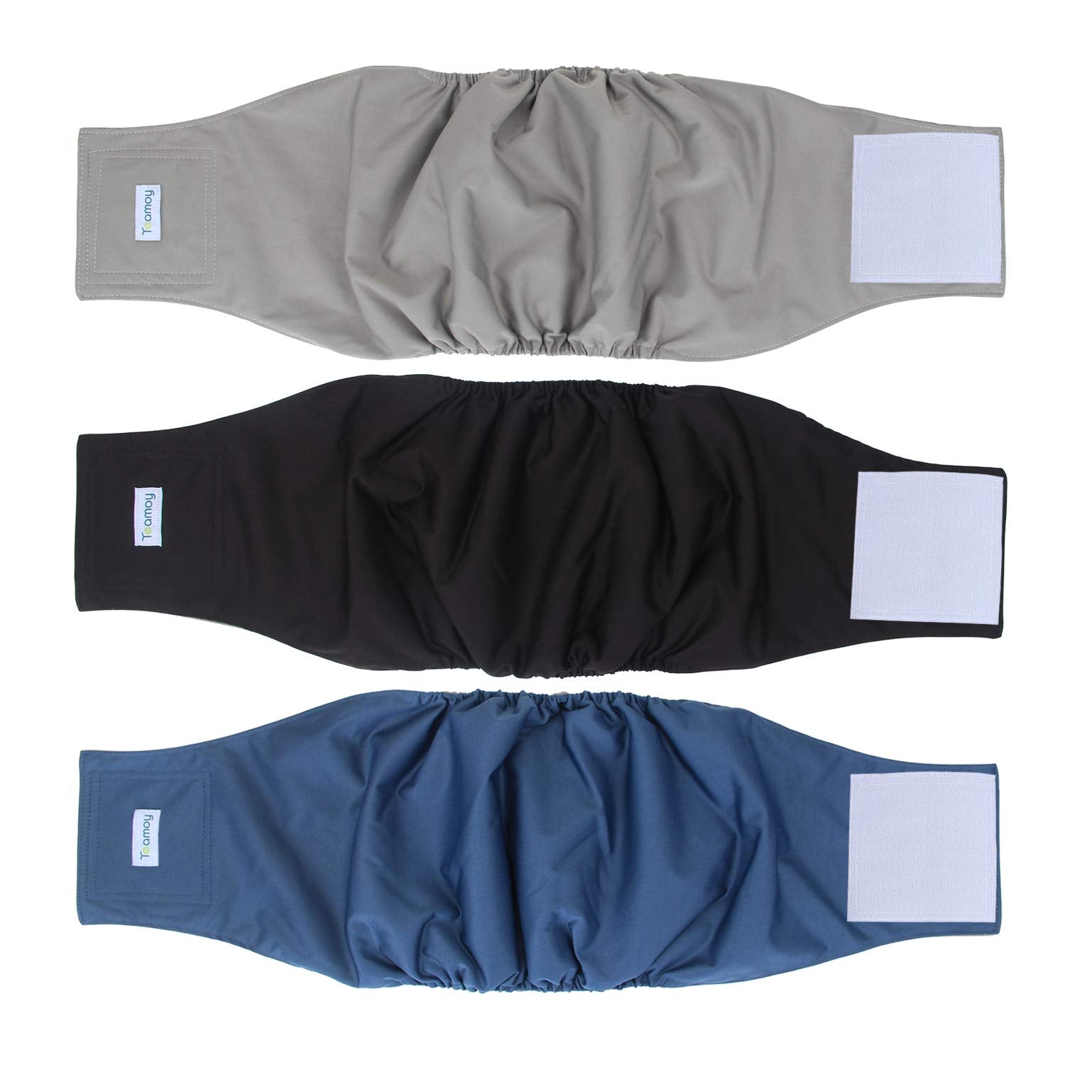 Bandas Teamoy 3-pack para perro, vista general y ajuste cómodo para cintura 20-24 pulgadas.