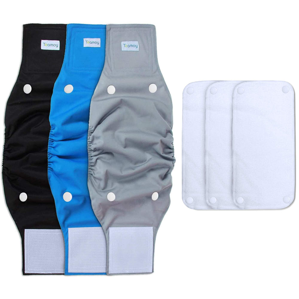 Bandas absorbentes Teamoy para perro macho con almohadillas removibles, ideal para accidentes.