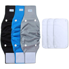 Bandas absorbentes Teamoy para perro macho con almohadillas removibles, ideal para accidentes.