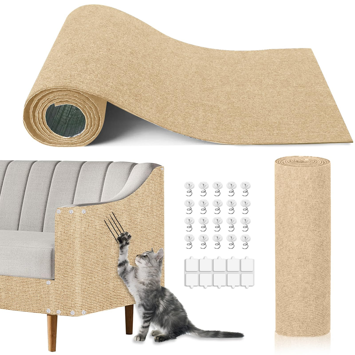 TEBANTY alfombra rasguño gato protege muebles y ofrece zona de afilar garras.