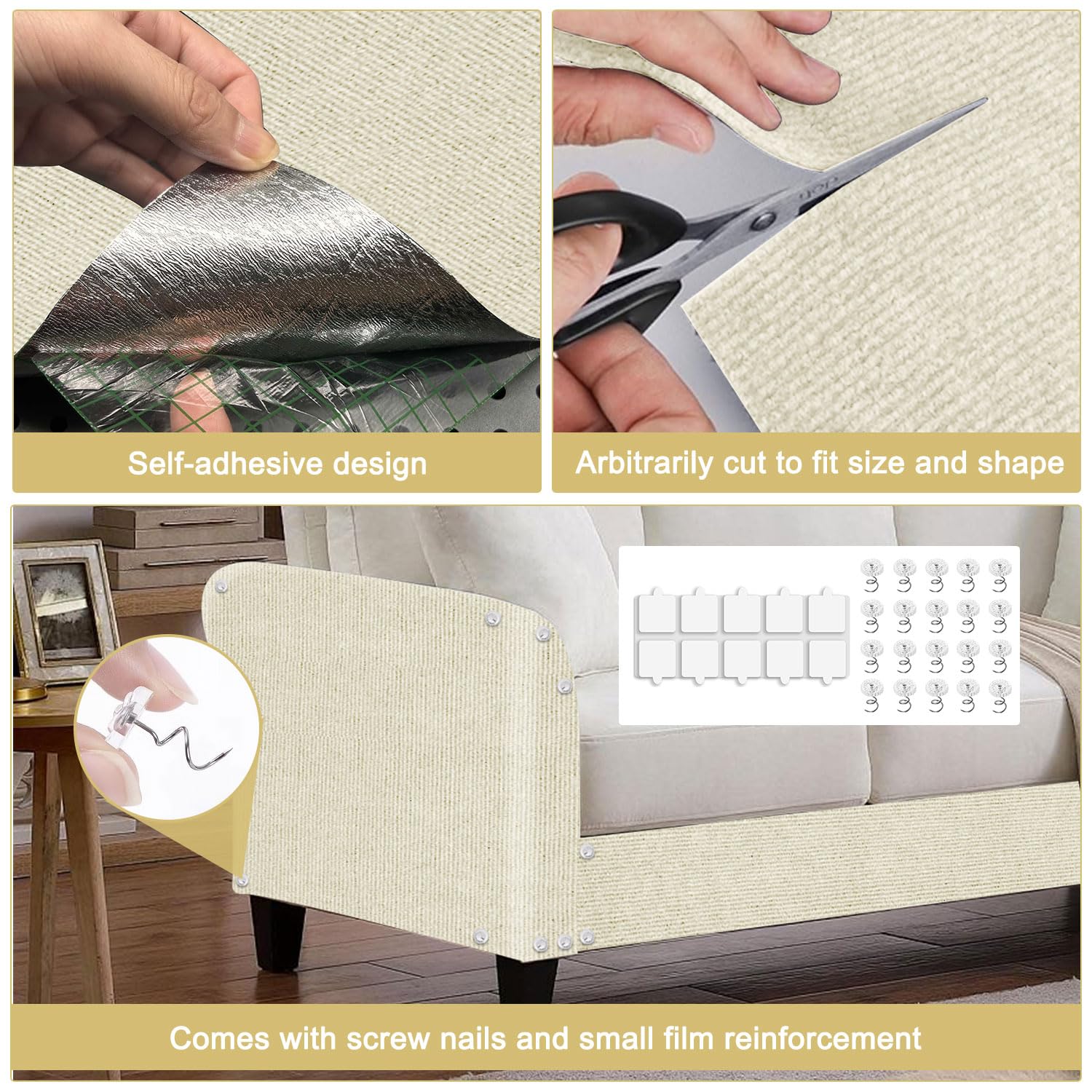 TEBANTY rasca-gatos cortable para ajustar tamaño en muebles.