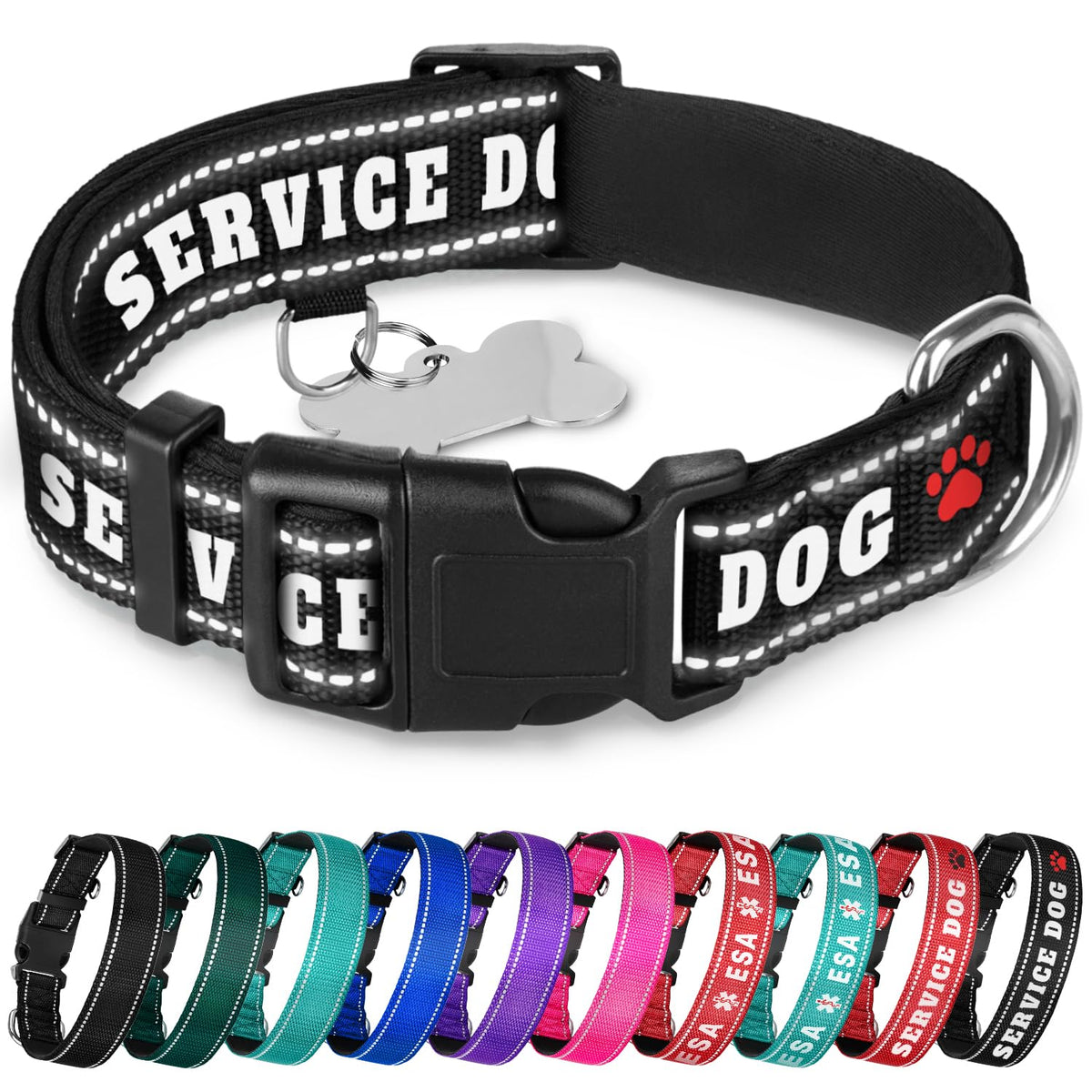 TECEUM collar reflectivo negro XL mejora visibilidad nocturna