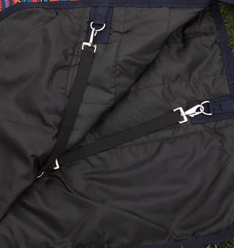 Tech Equestrian cobertor lluvia 1200denier detalles costuras: durabilidad y resistencia.