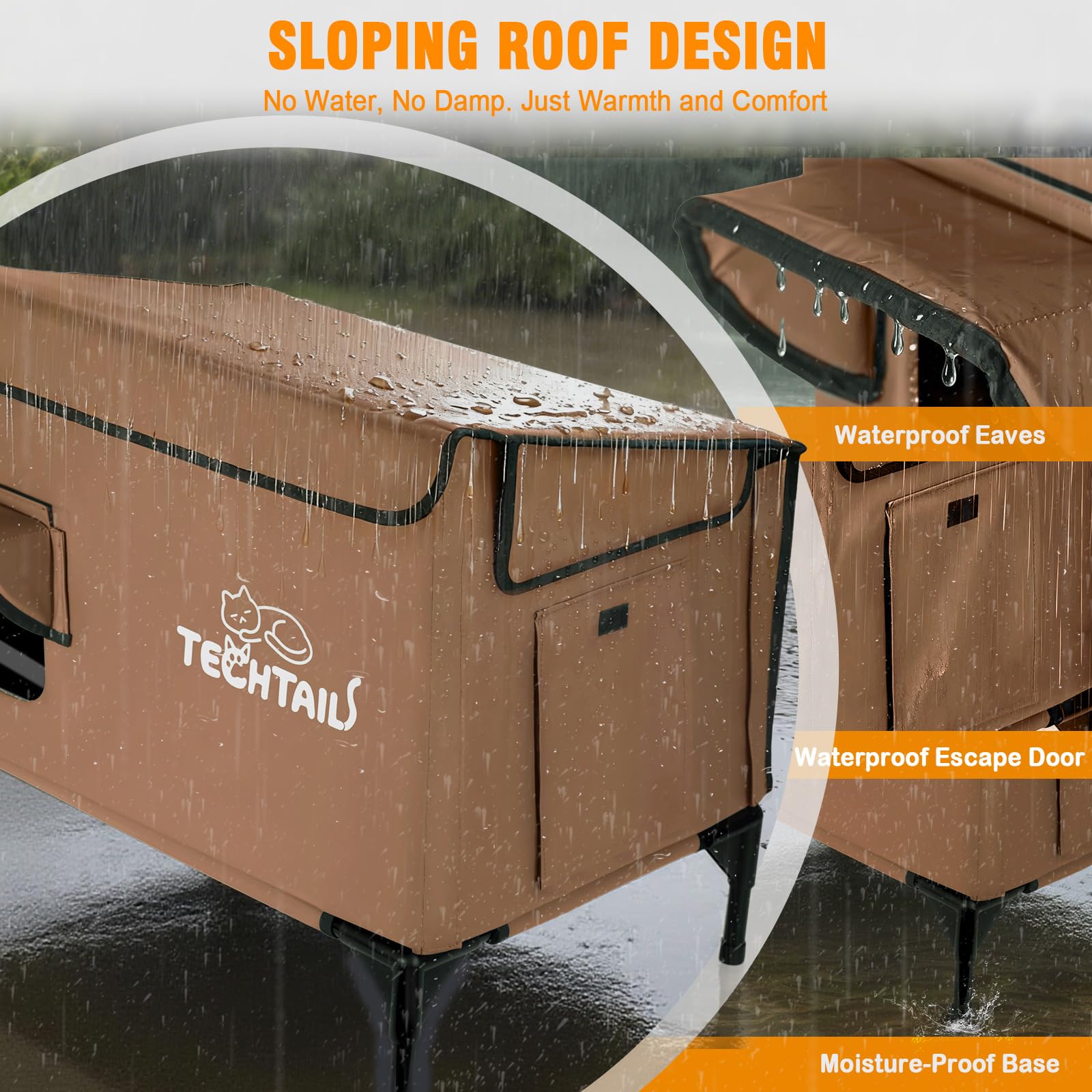 TechTail cama calentada ofrece confort cálido para gatos al aire libre.