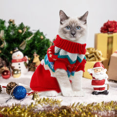 Tecotely suéter navideño para gato con copos de nieve, cómodo para usar todo el día.