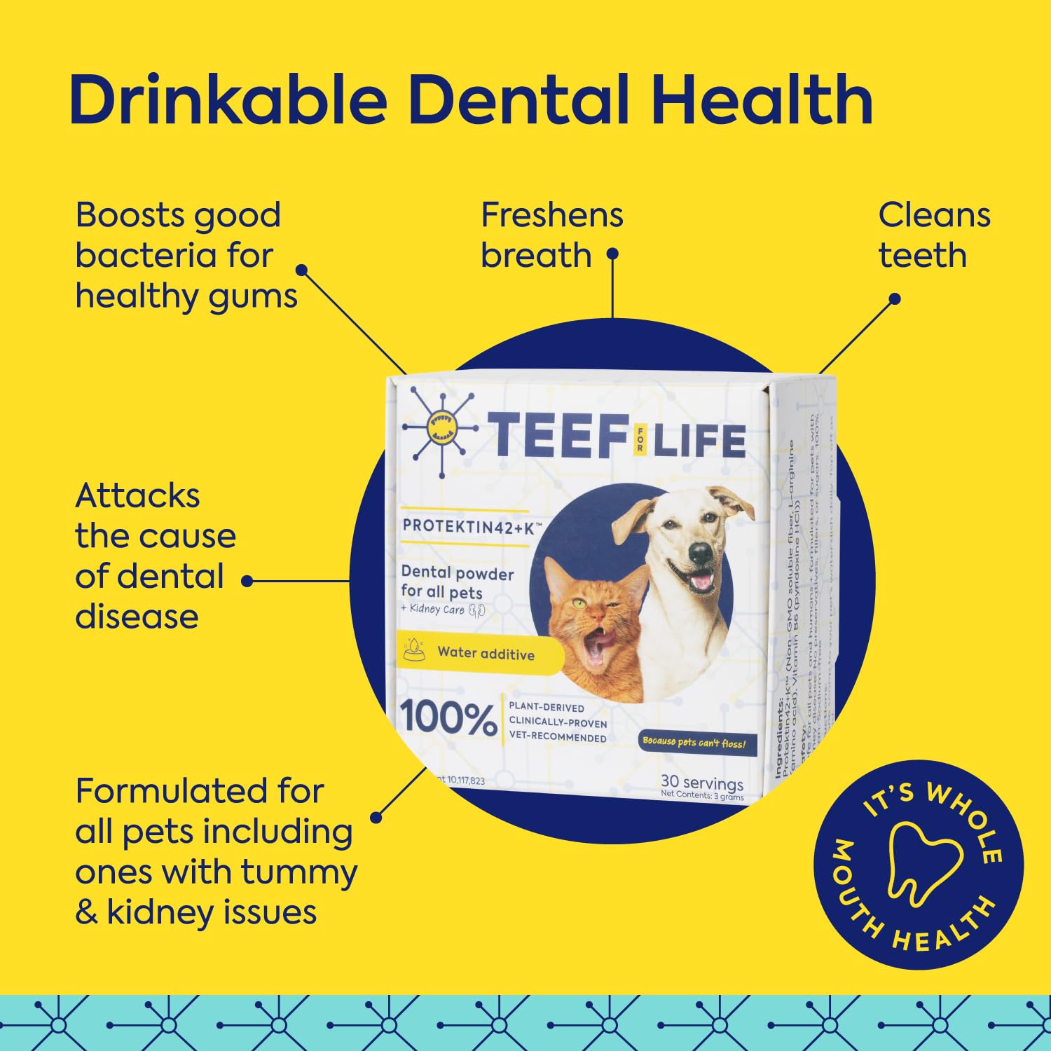 Mezcla Protektin42k en agua para higiene dental diaria.