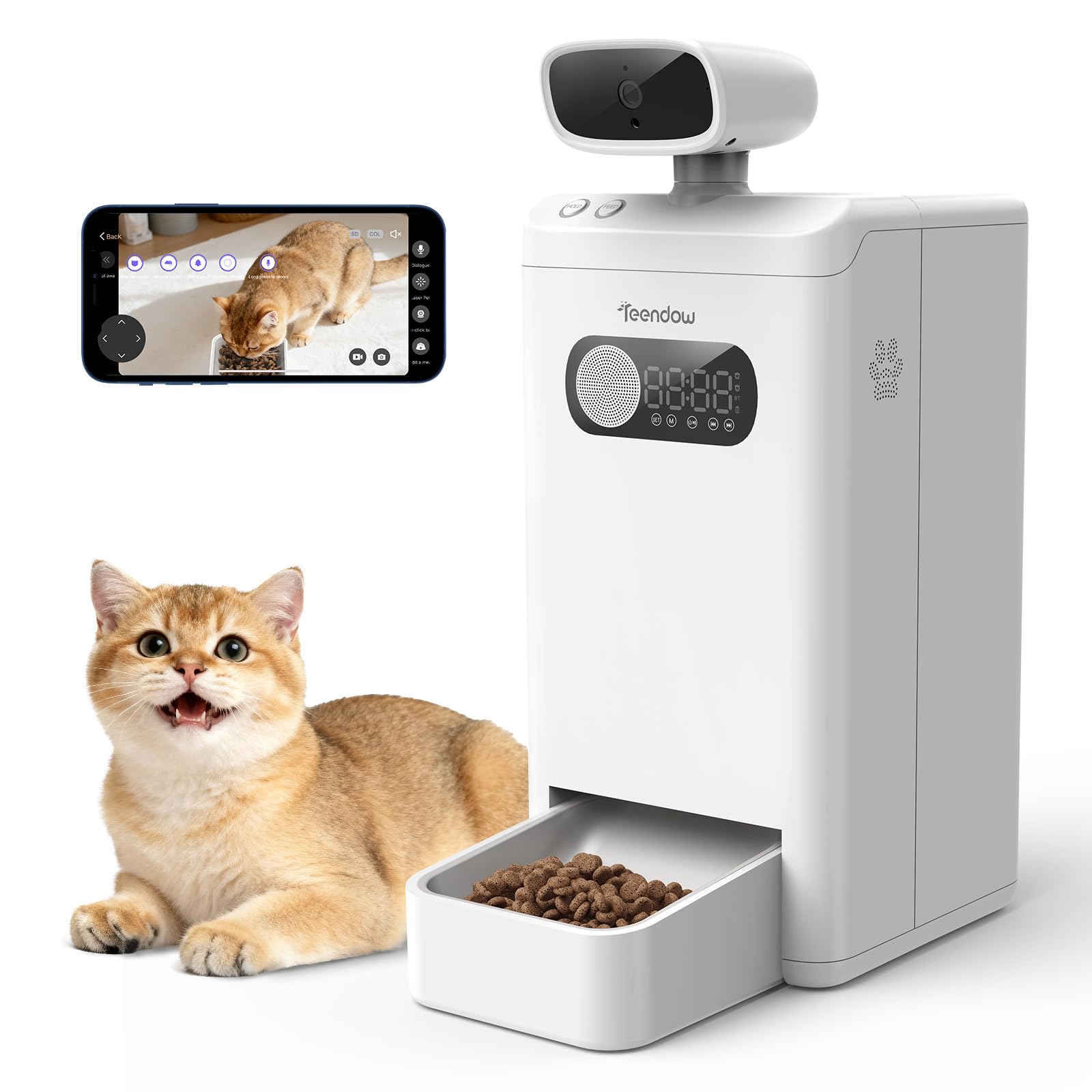 Teendow XLY-M1 con cámara 4MP HD para ver a tu gato con claridad.