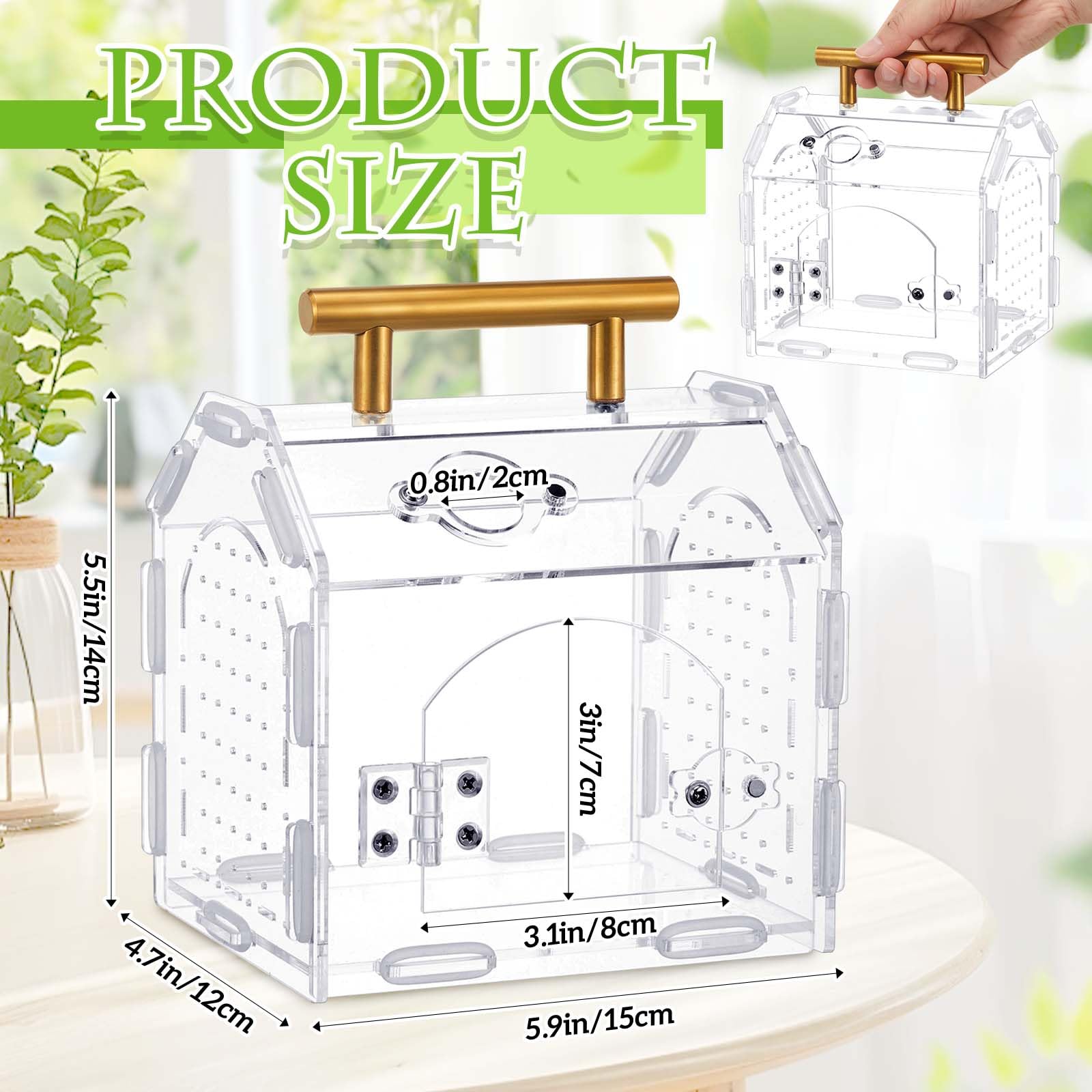 Teenyyou jaula acrilica con puerta magnetica para alimentar de forma segura.