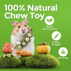 TEEWY Juguetes para conejillos de indias caqui, forma natural para masticar.