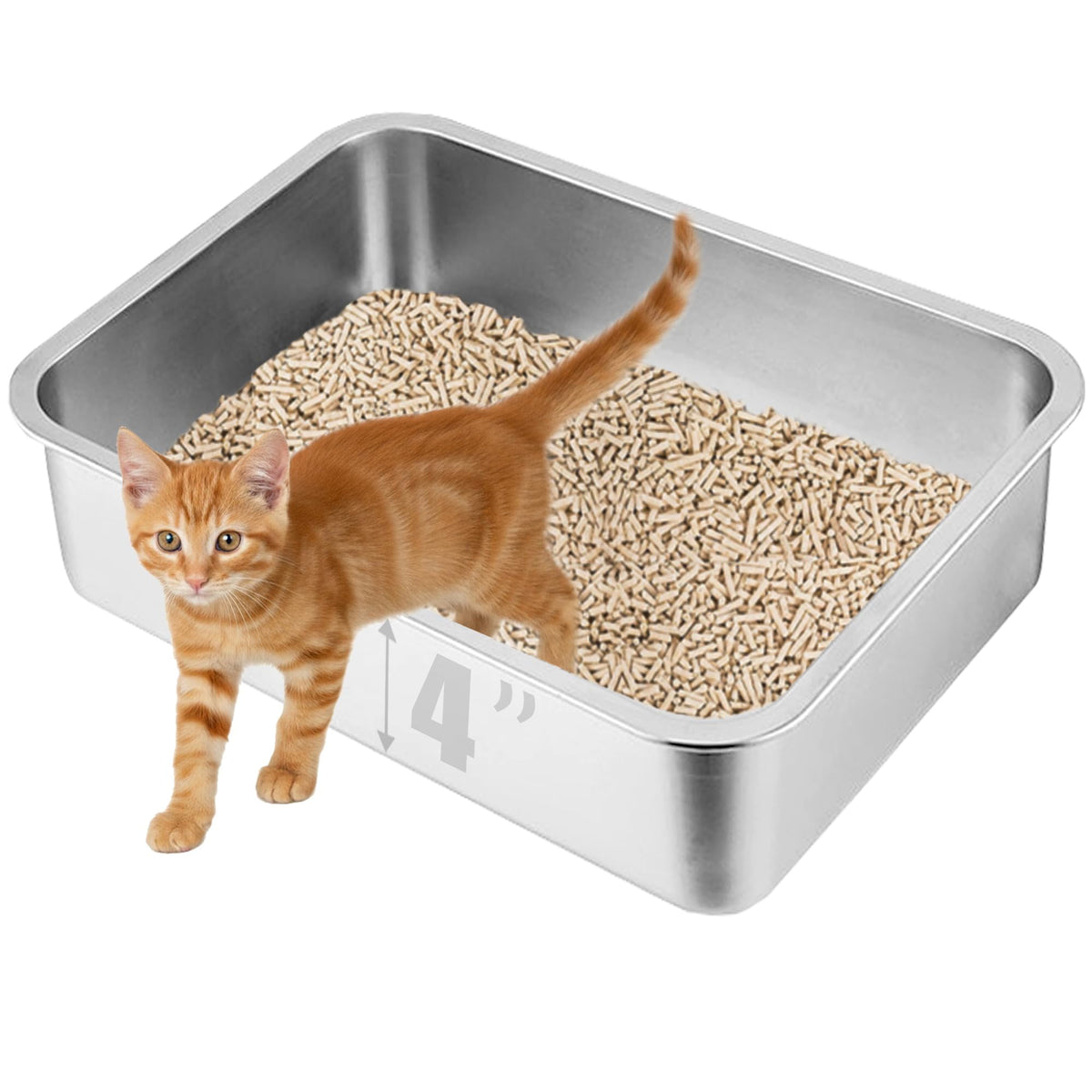 Tehoao caja de litter con entrada baja, vista frontal, fácil acceso para gatitos.