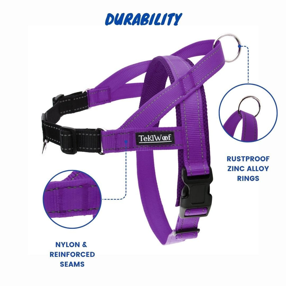 Arnés TekiWoof de colocación rápida para poner y quitar sin complicaciones.
