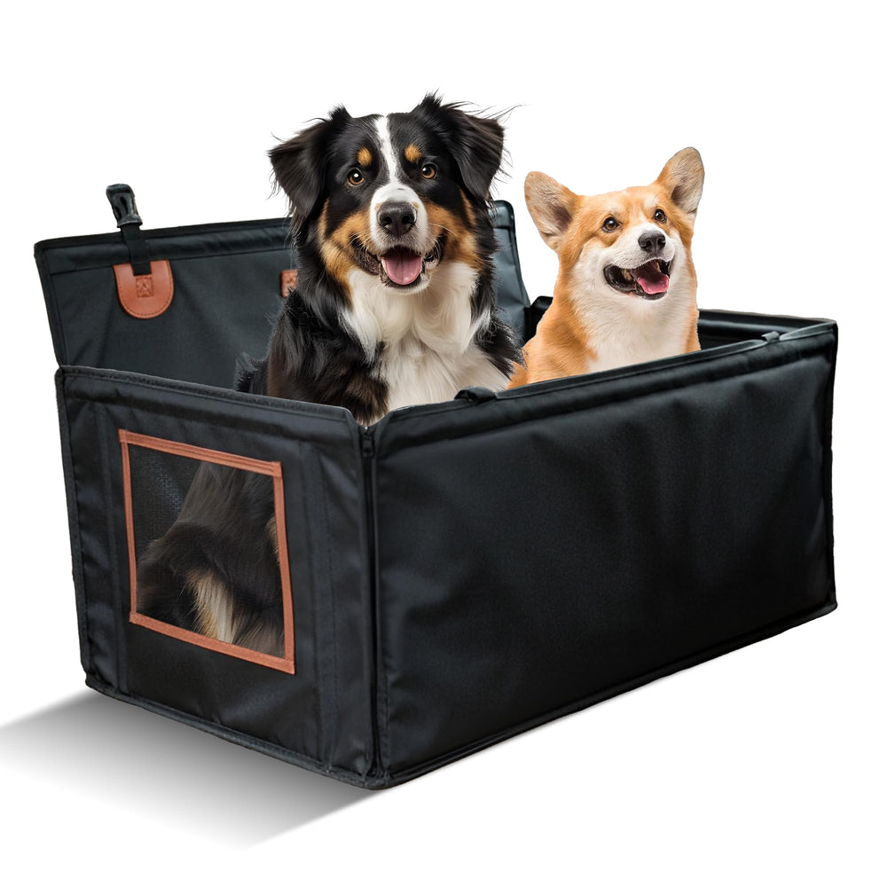 Asiento de coche TekiWoof con fondo duro para perros grandes y estabilidad.