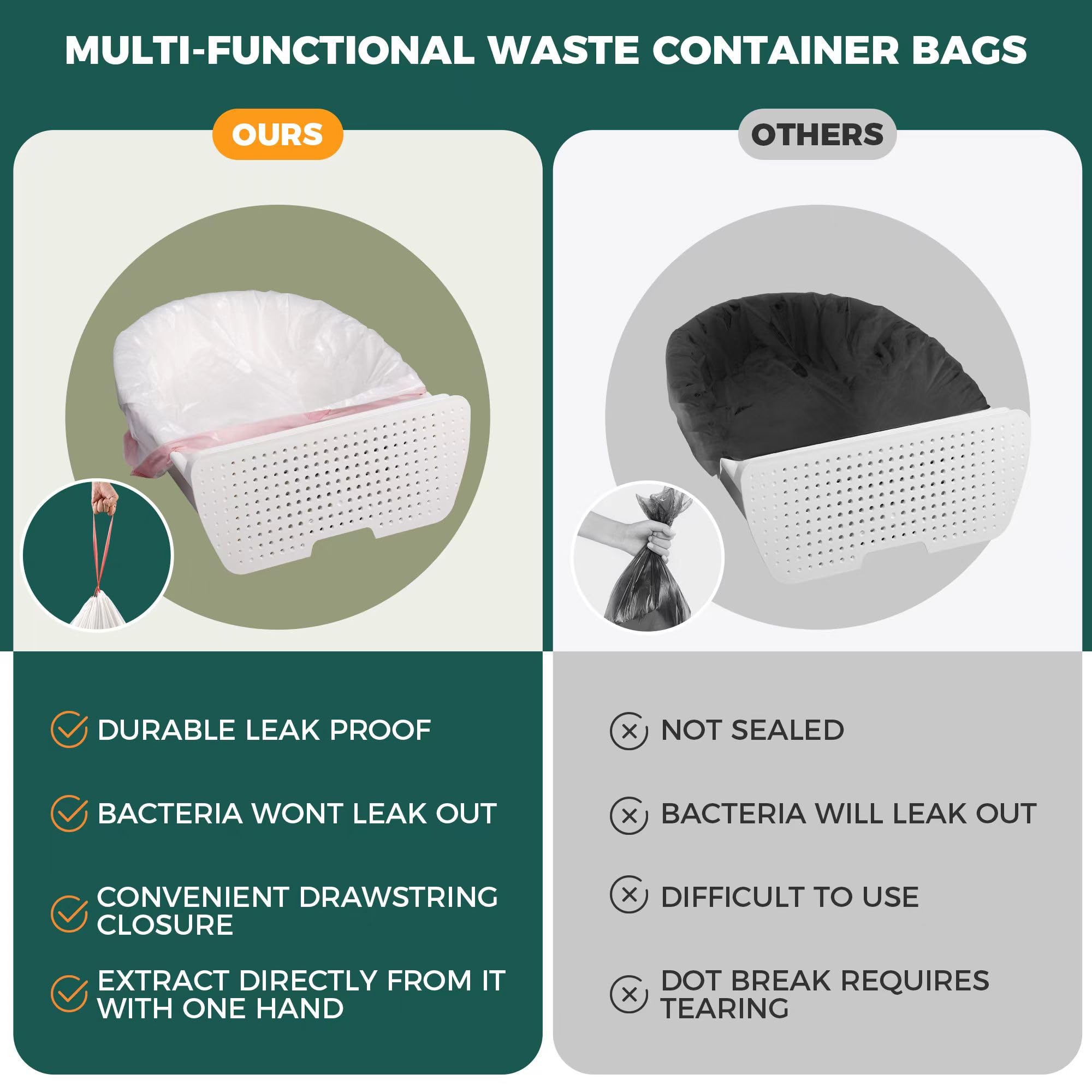 TELEGLO bolsas LDPE resistentes, protección contra desgarros y filtración.