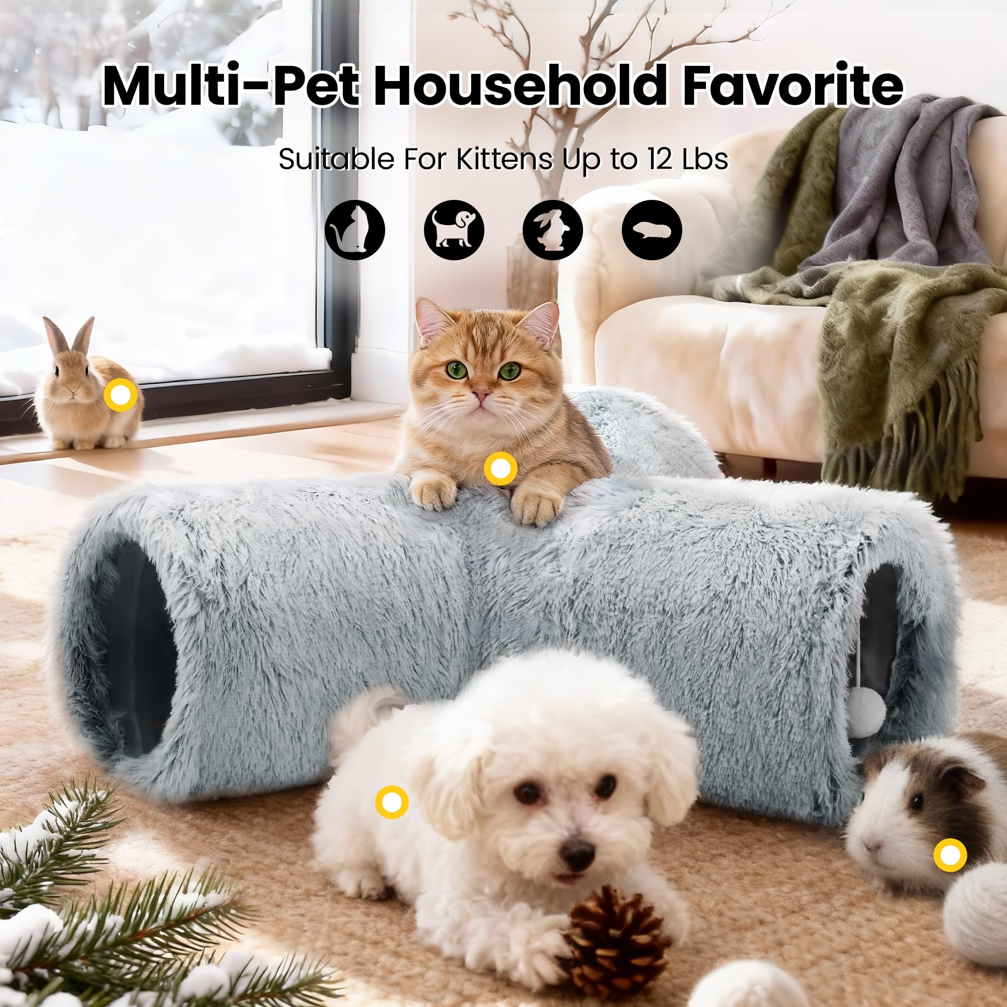 Tempcore Plush Cat Tunnel agujero de espía para observar al gato durante el juego.