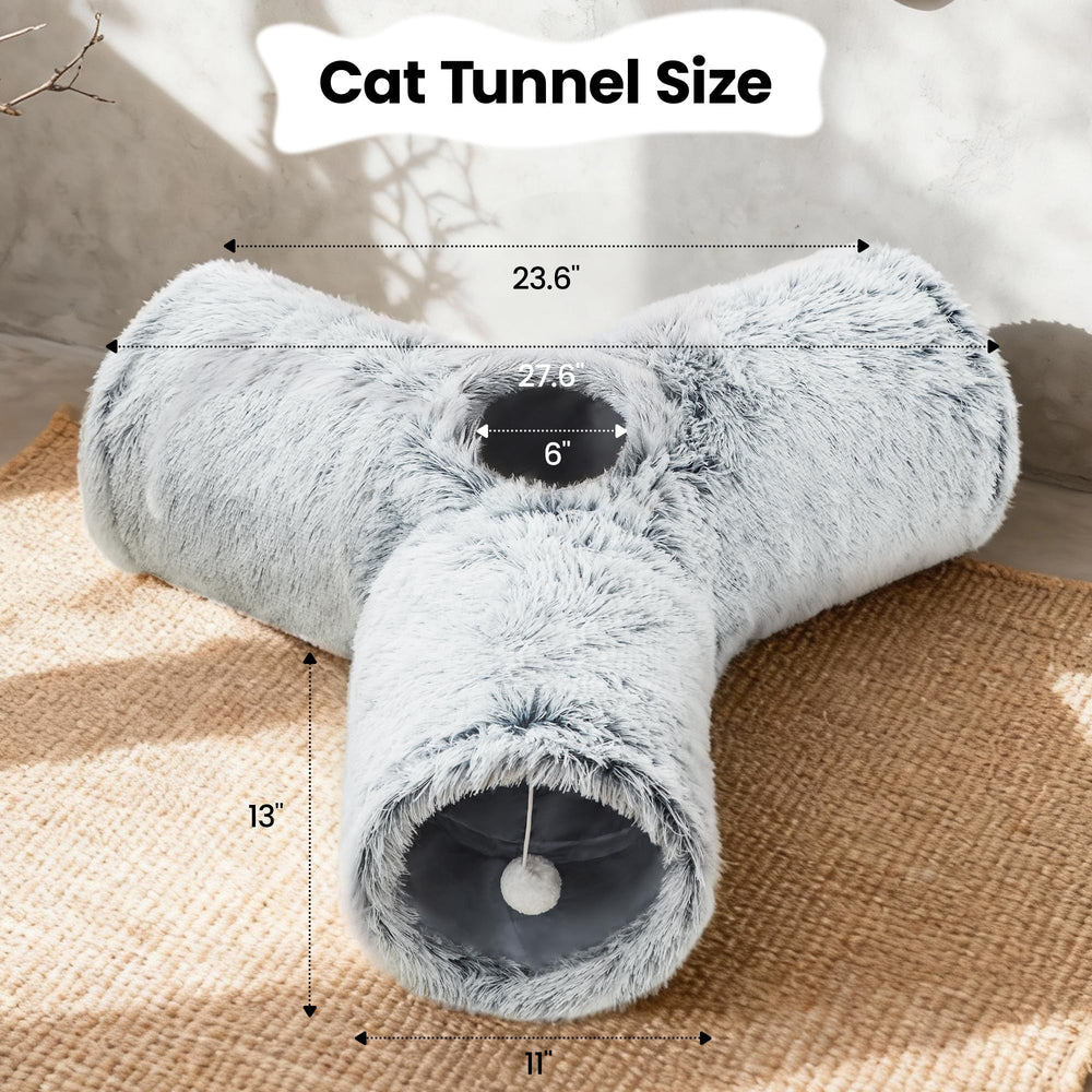 Tempcore Plush Cat Tunnel colapsable para viaje, fácil de guardar y transportar.