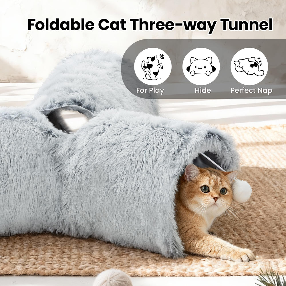 Tempcore Plush Cat Tunnel ideal para la sala de estar y rincones acogedores.