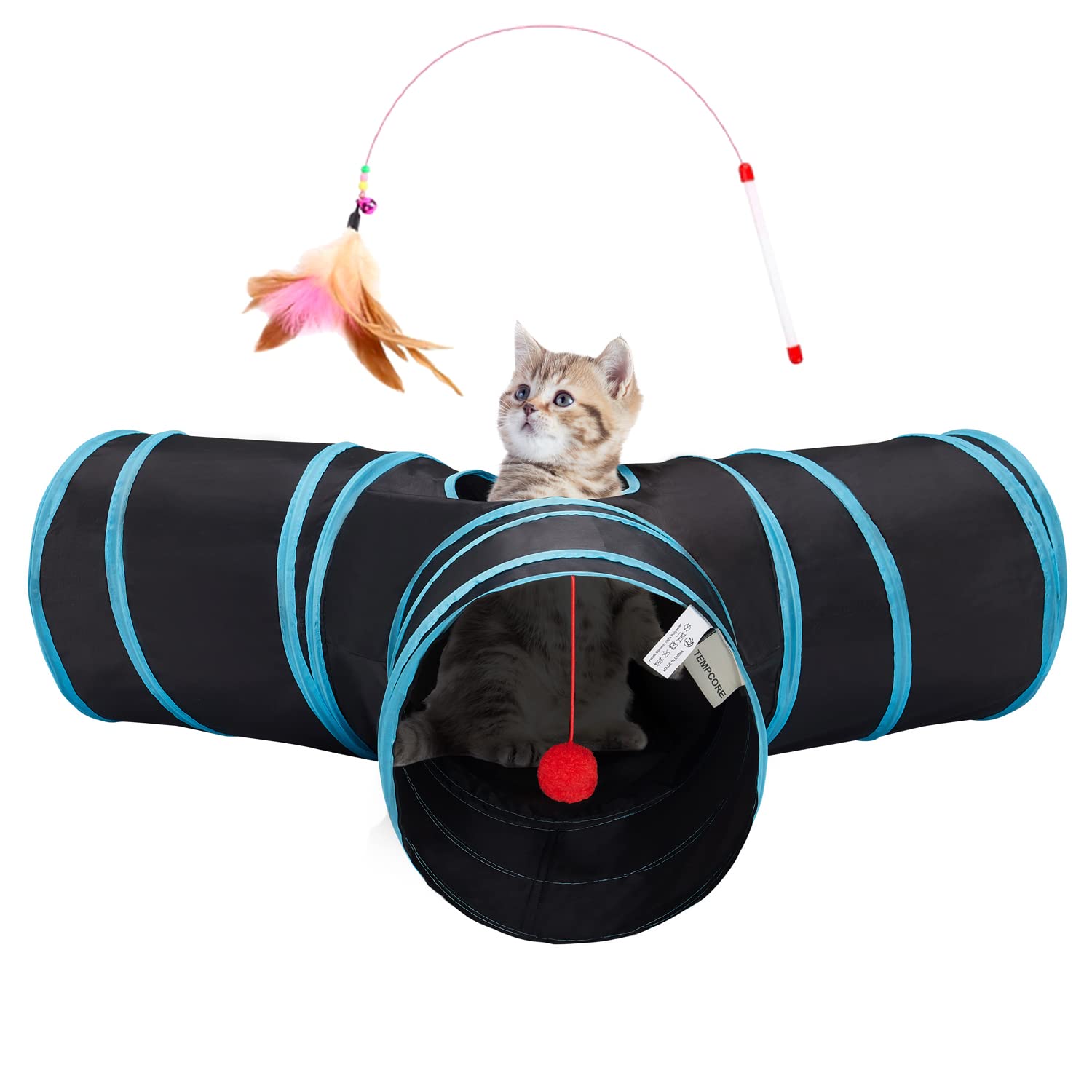 Tempcore túnel para gatos 3 vías plegable para juego interactivo en interiores