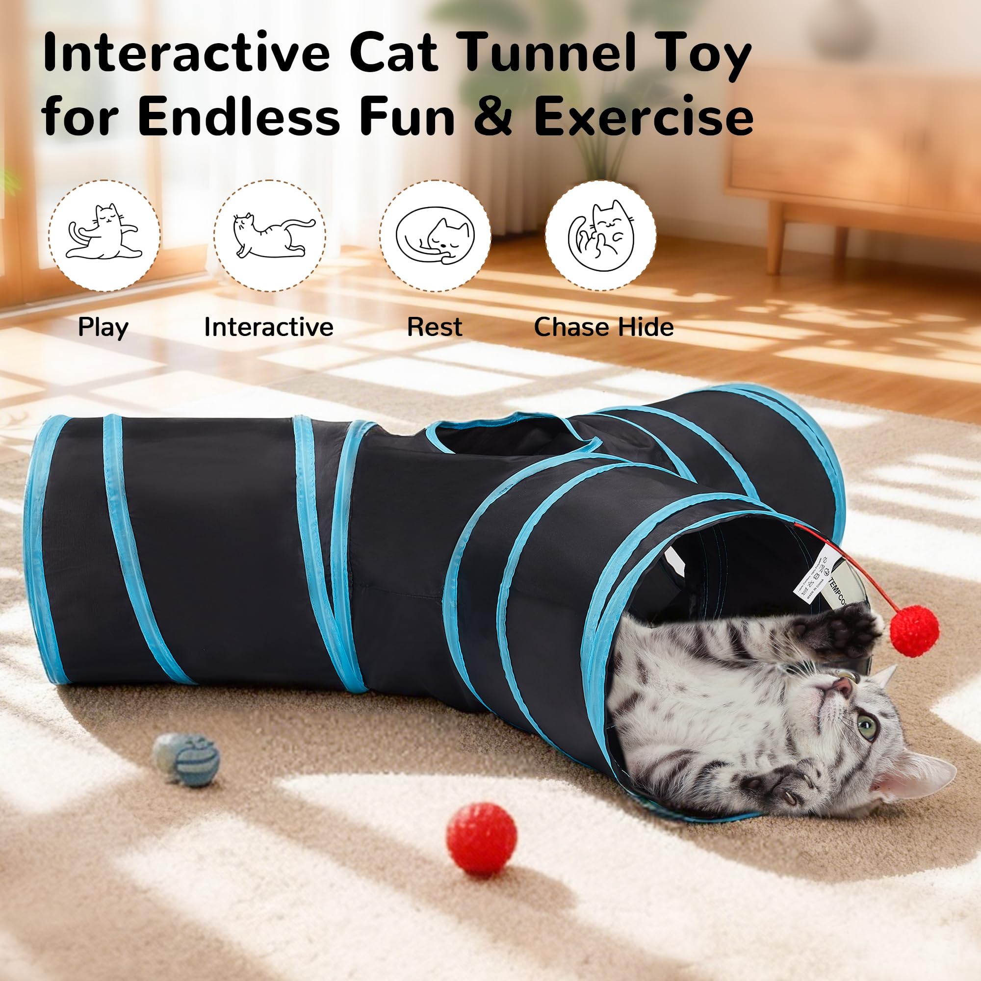 Tempcore túnel con bola colgante para ejercicio y exploración