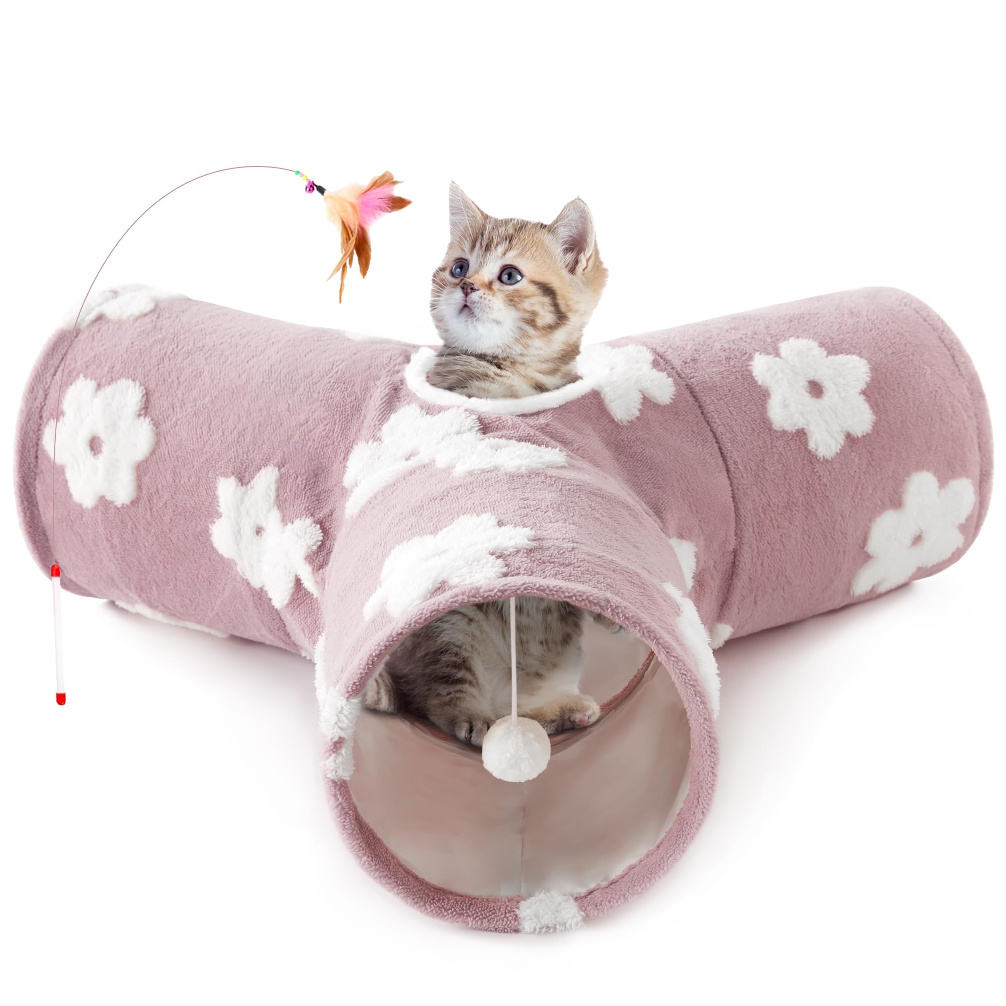 Tempcore túnel para gato con felpa, tres vías y plegable para juego.