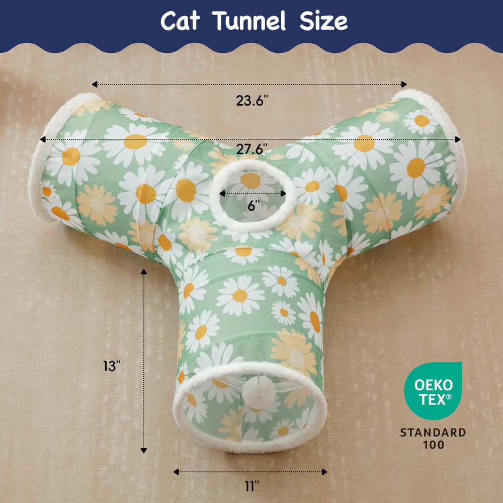 Tempcore túnel plegable para gatos verde, fácil de transportar y guardar.