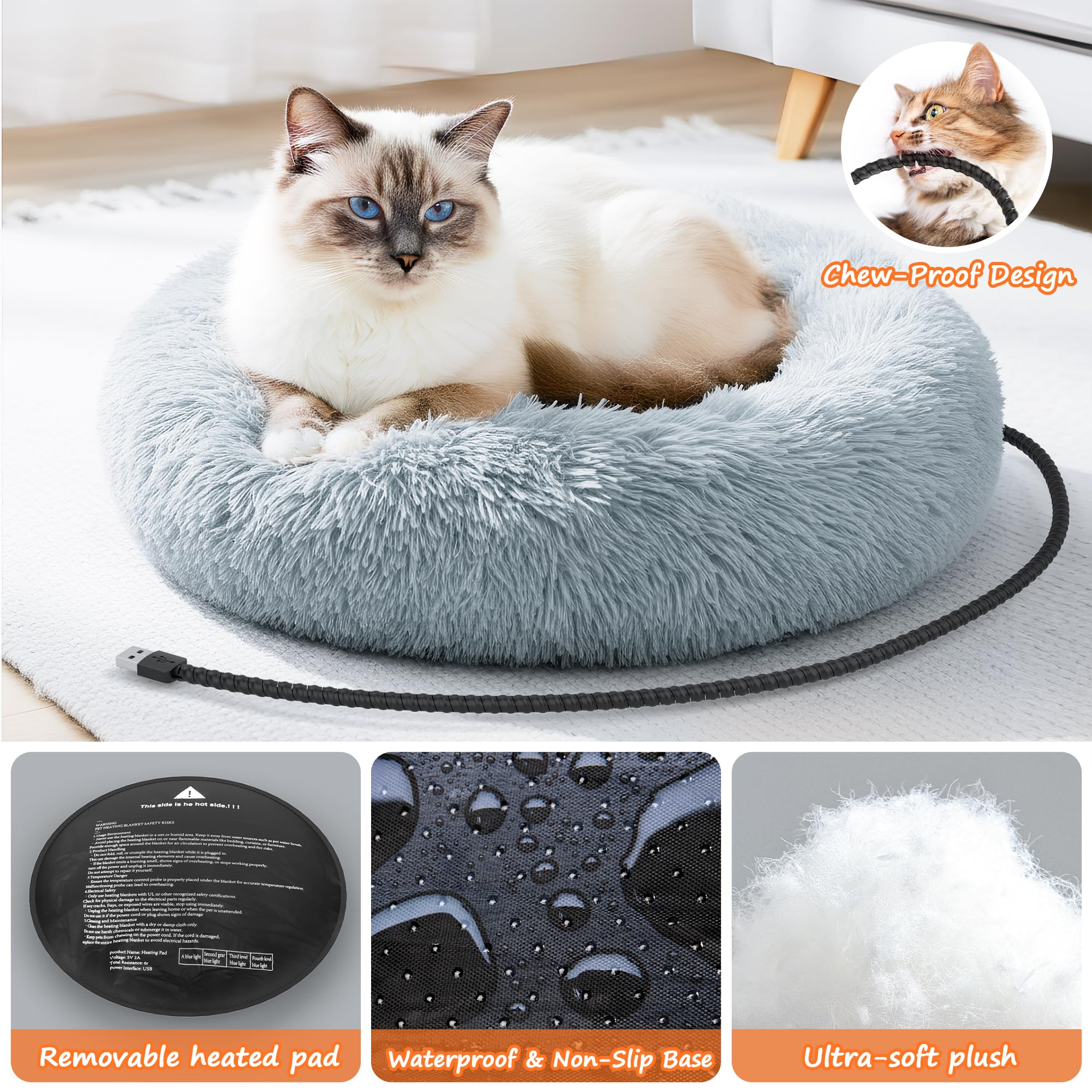 Cama gato calefaccionada con temporizadores de 4H 8H y 12H