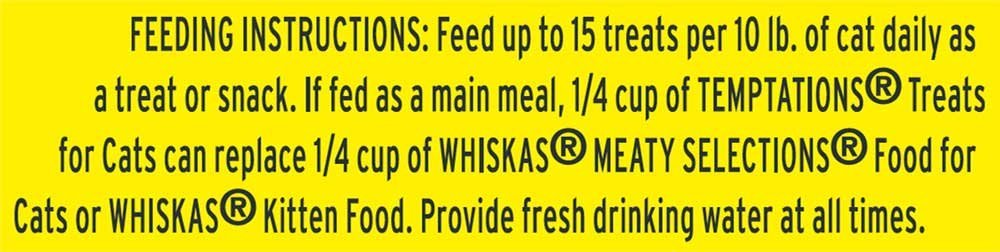 Temptations tratamientos para gatos en empaque de 1,7 onzas, práctico y fácil de usar.