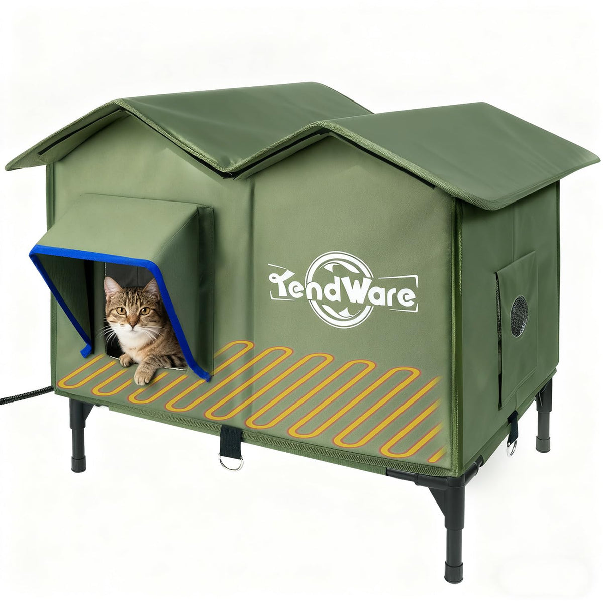 TENDWARE casa-gato-exterior-calefaccion refugio cálido para felinos al aire libre