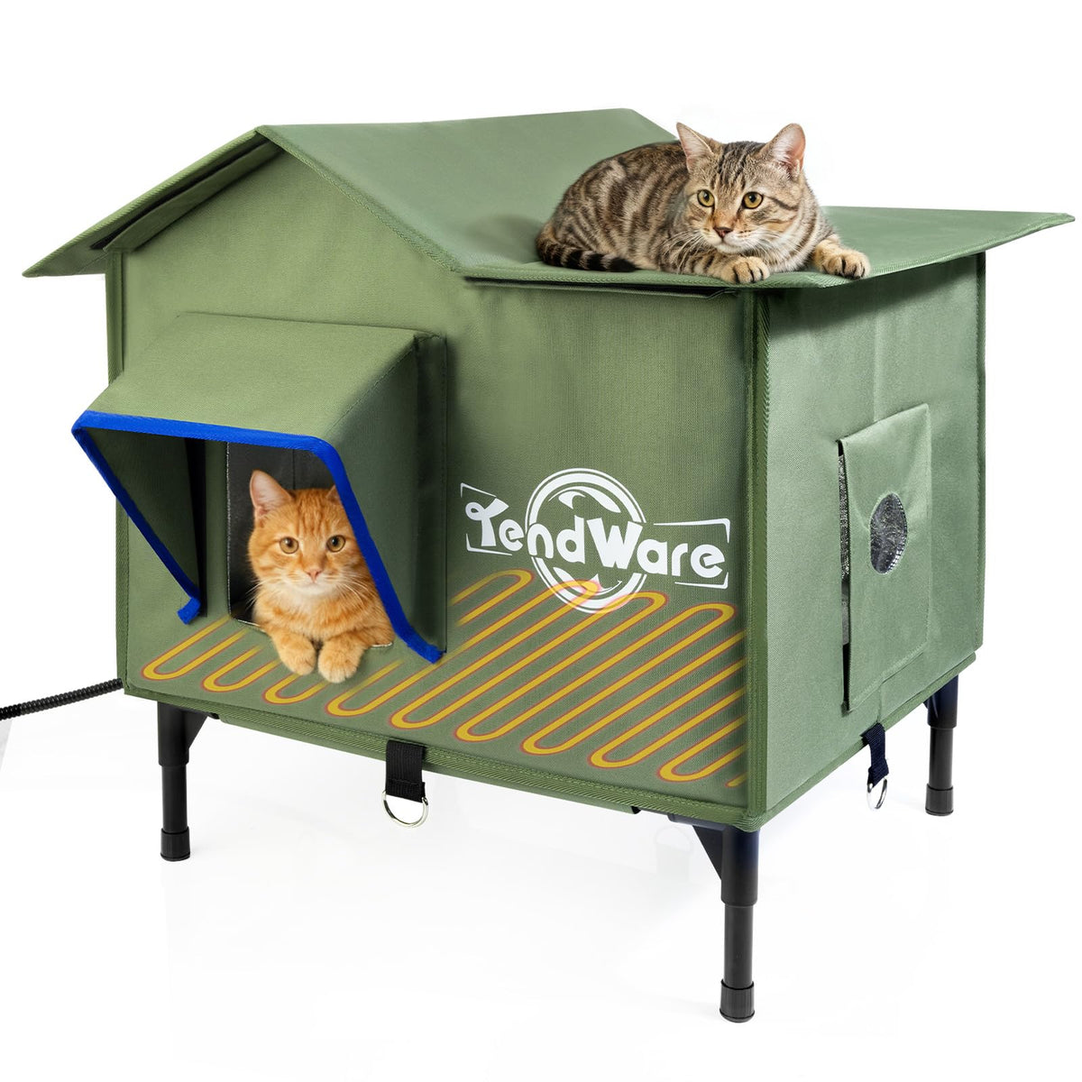 La Tendware casa-gato-exterior-calefactor brinda calor cómodo para gatos al aire libre.