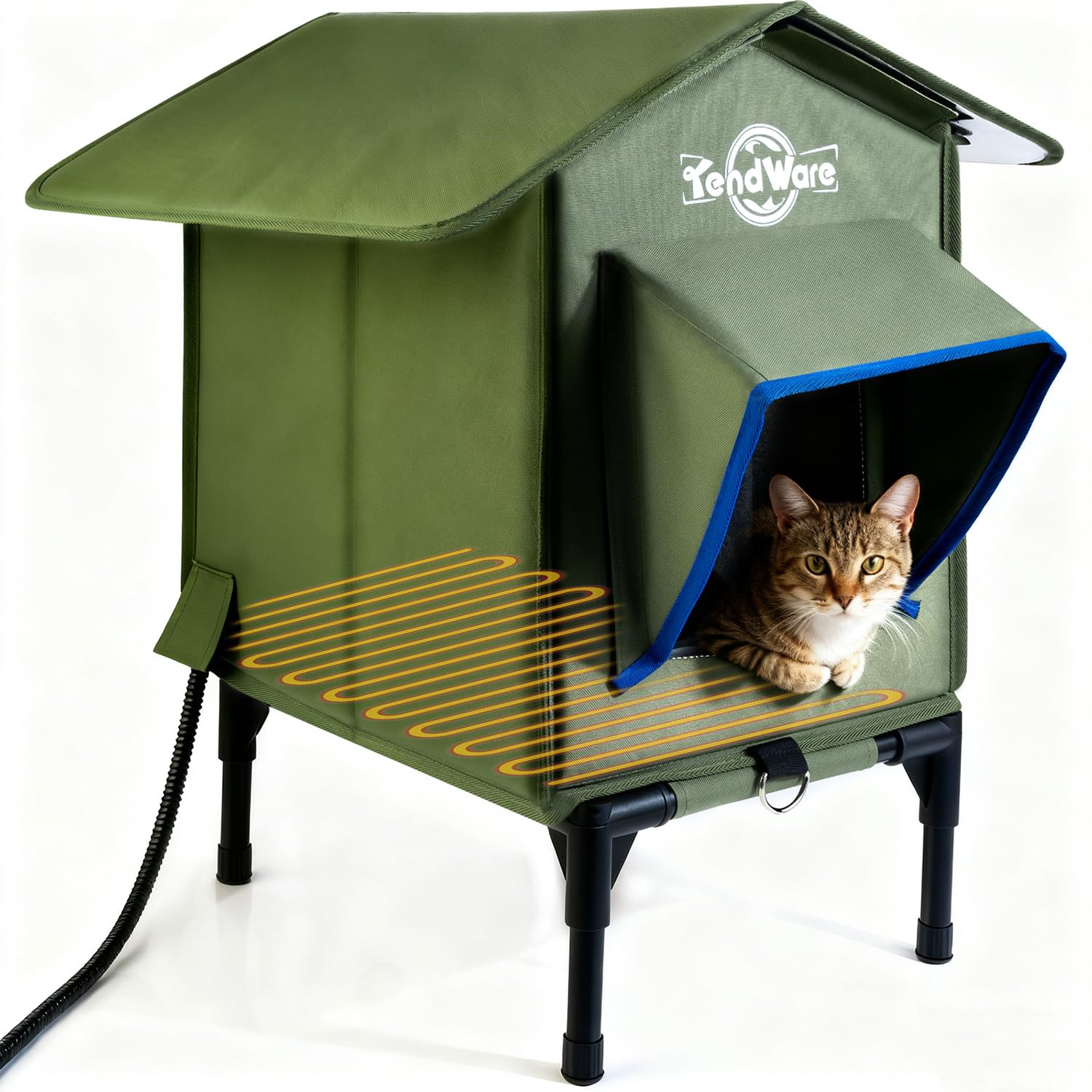 TENDWARE casa gatos exterior con calefacción mantiene cálidos a los felinos en invierno