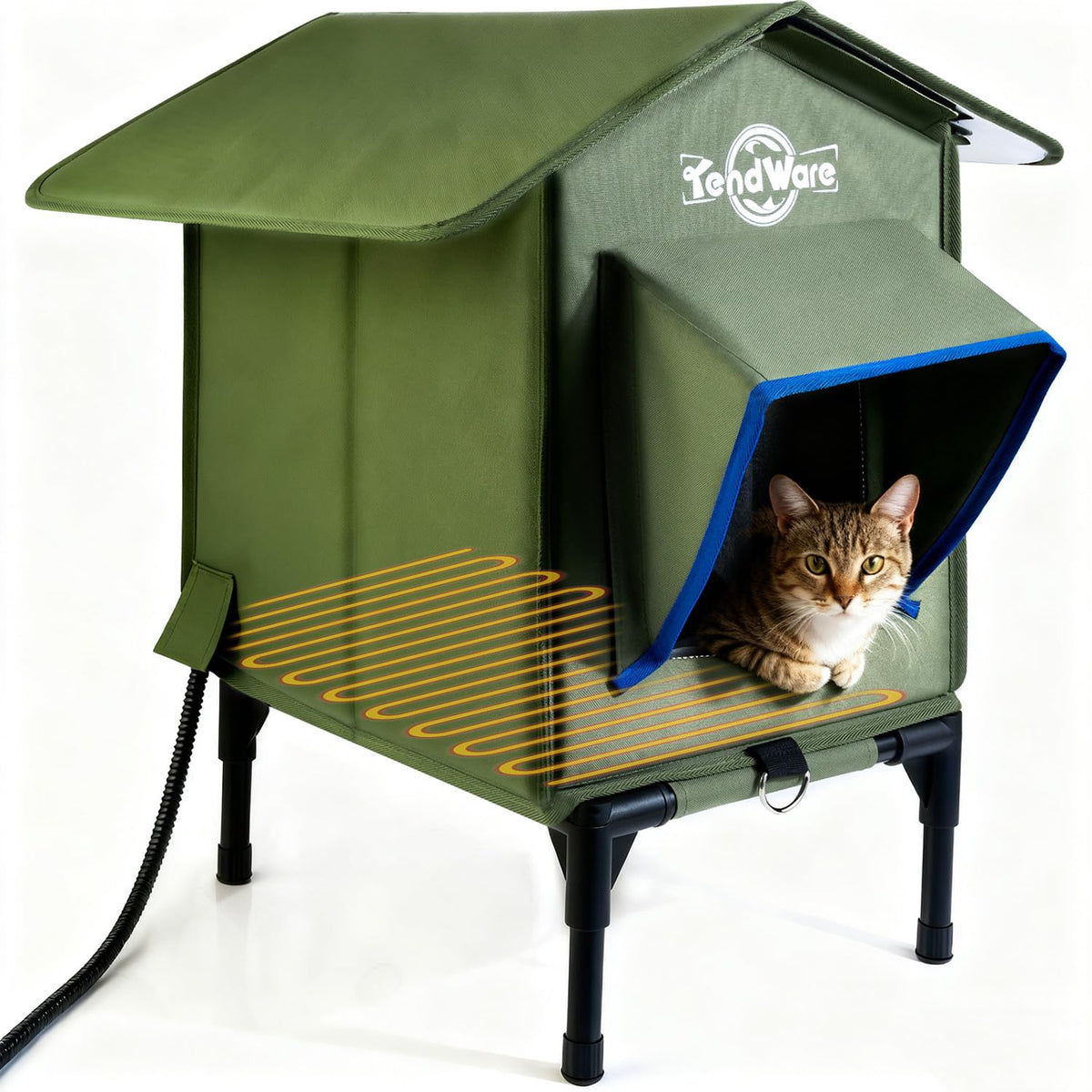 TENDWARE casa gatos exterior con calefacción mantiene cálidos a los felinos en invierno