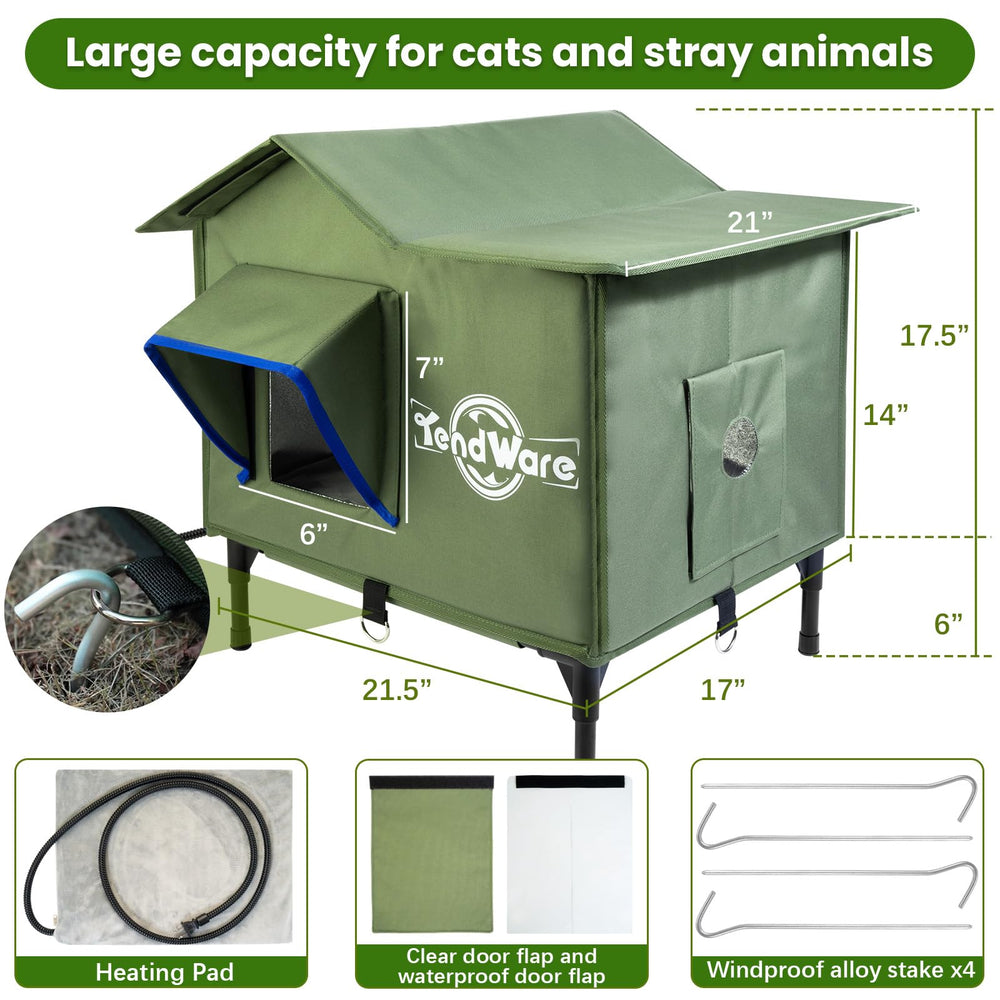 Tendware techo-triangular-impermeable-casa-gato protege contra lluvia y viento.