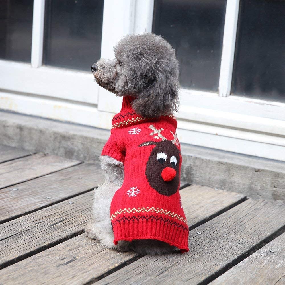 TENGZHI sudadera para gato con diseño de reno navideño.