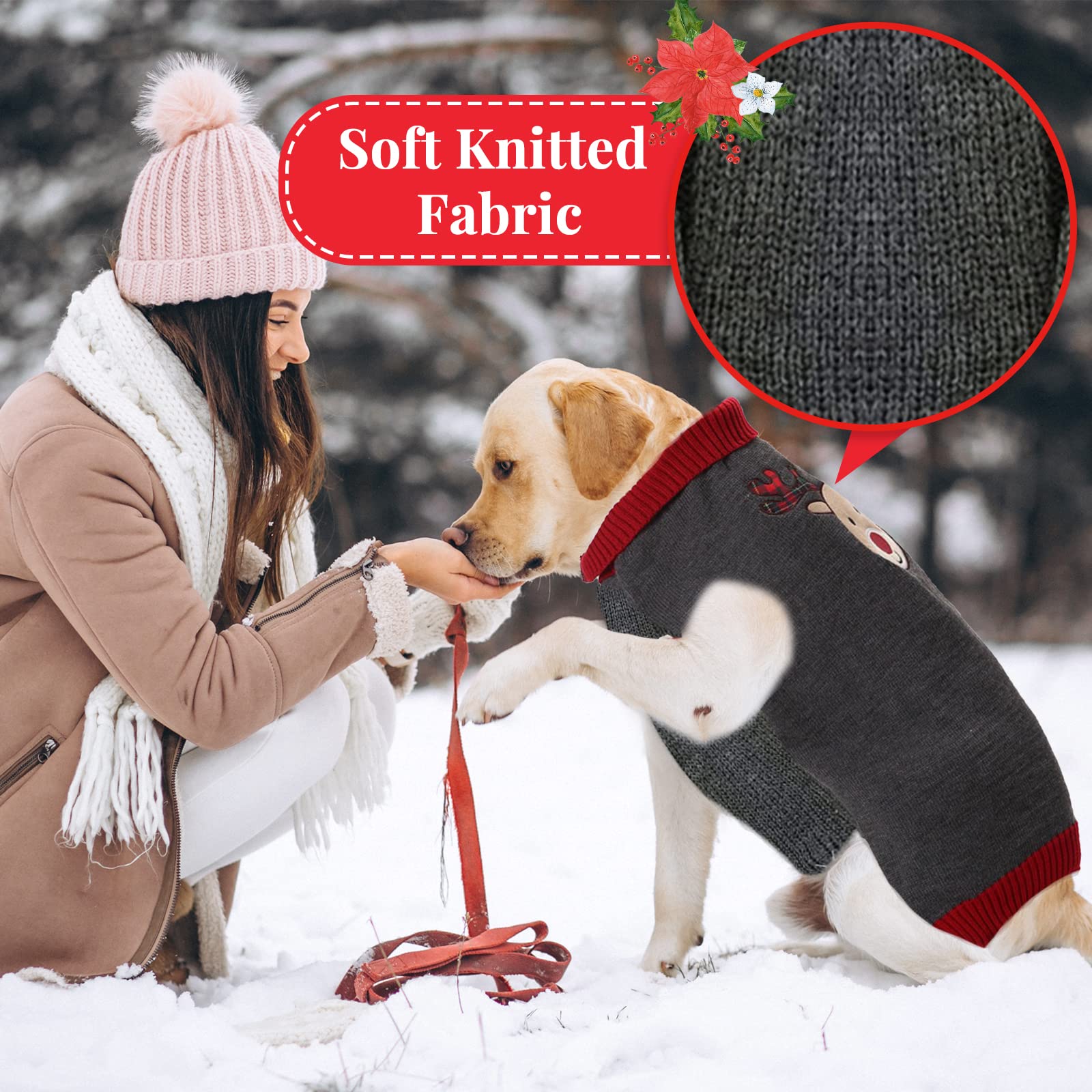 Sudadera Tengzhi para gatos, enfoque detalle, patrón de reno festivo ideal para fiestas