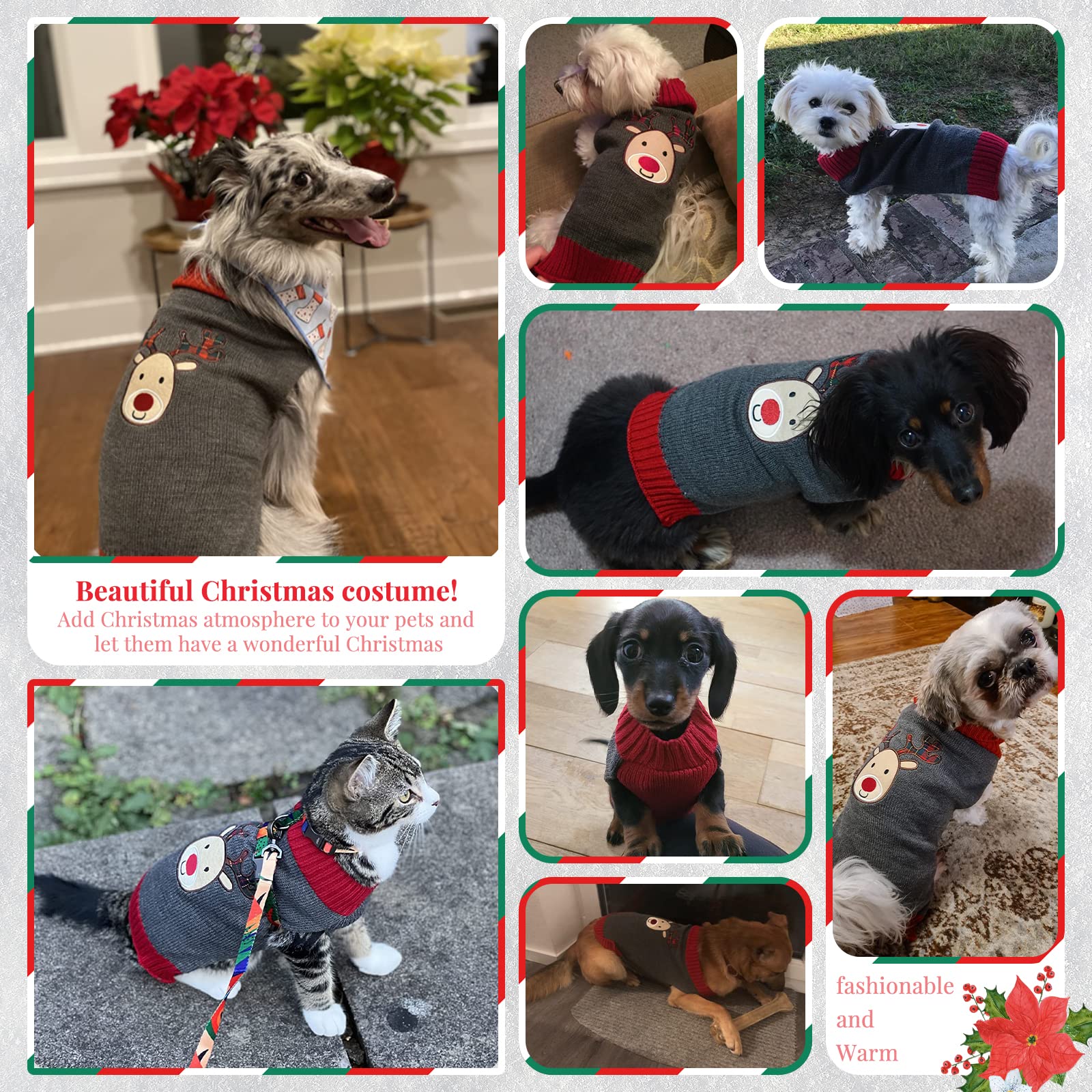Sudadera Tengzhi para perros, enfoque detalle, diseño de reno festivo sin restringir movimiento