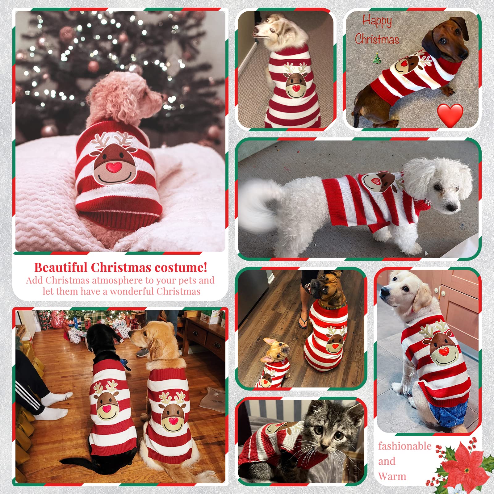 TENGZHI suéter perro navidad reno diseño, patrón festivo para eventos o paseos.
