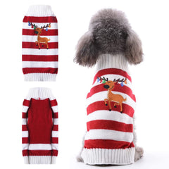 Suéter TENGZHI para perro con reno y rayas, ideal para fiestas.
