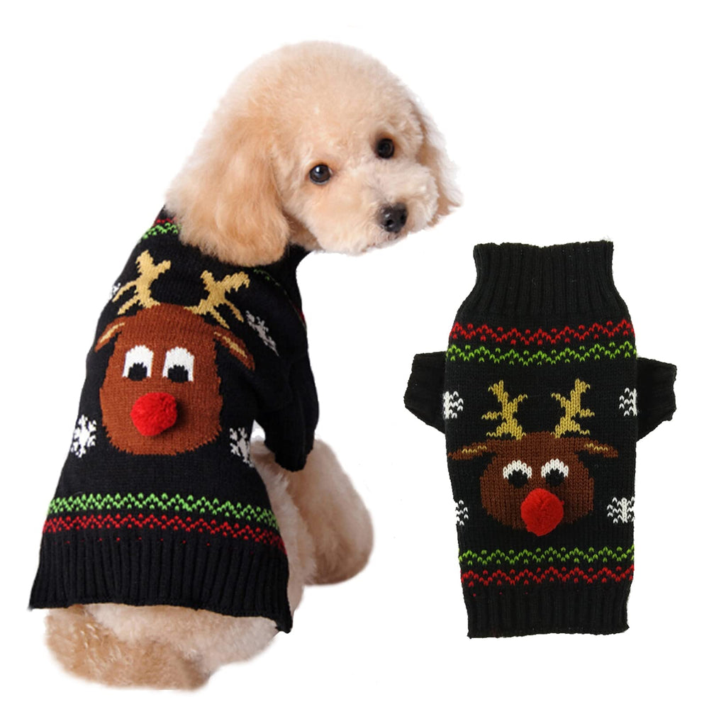 TENGZHI suéter navideño para perro, frente, cómodo y festivo para paseos invernales.