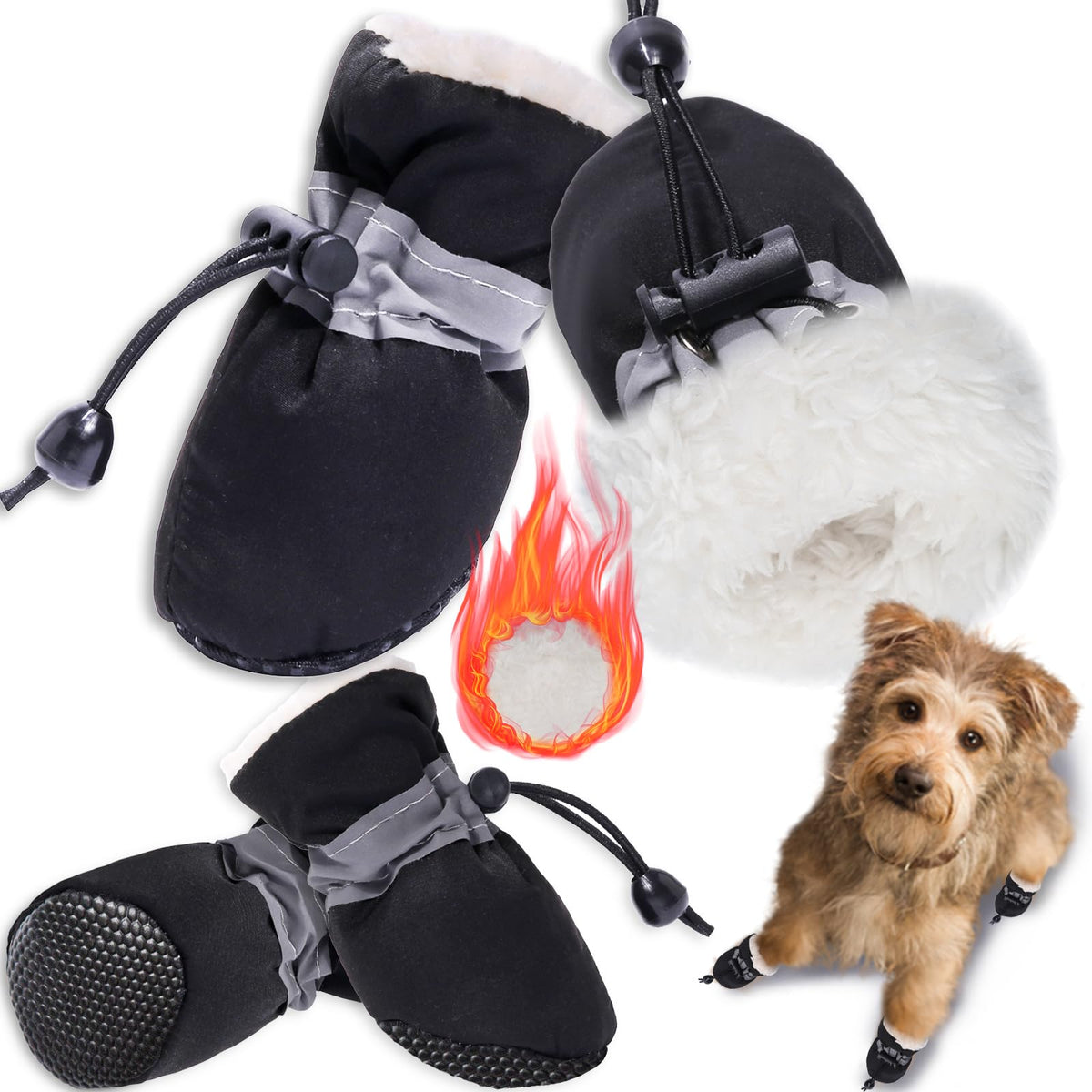 Teozzo botas para perro con forro suave y confort