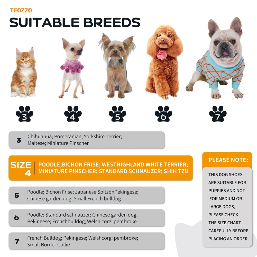 TEOZZO botas para perros - guía de tallas para medir patas.