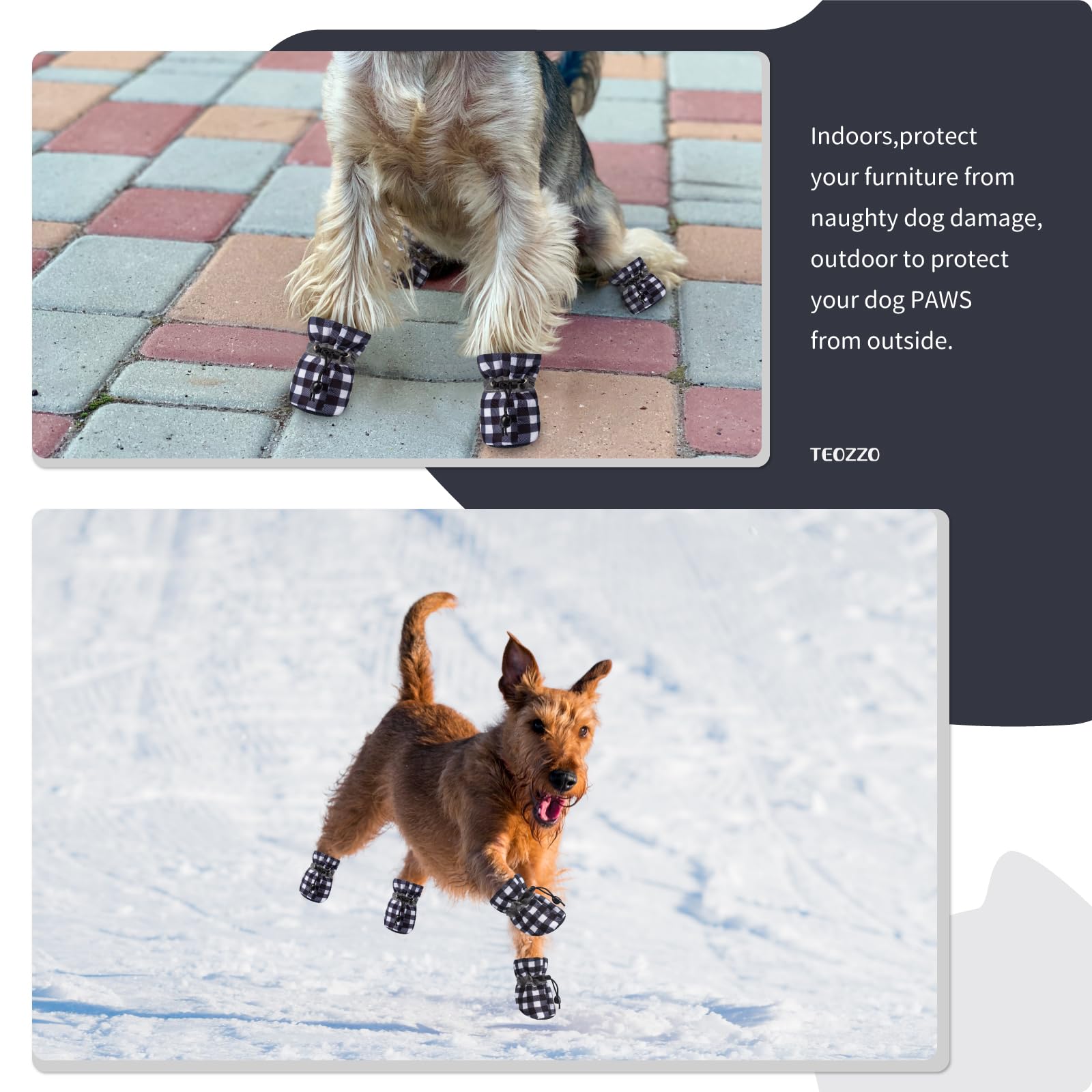 TEOZZO bota para perro protege patas ante superficies ásperas y clima frío.